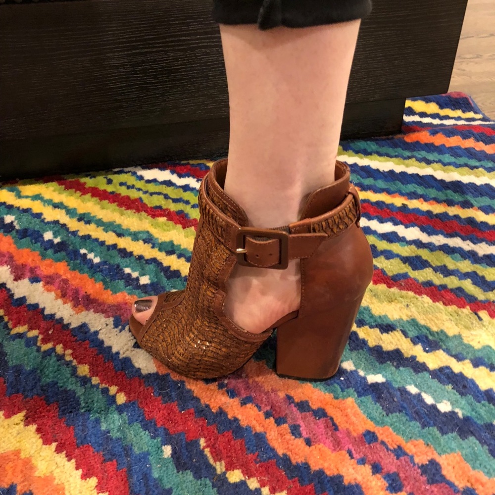 Open Toe Leather Booties
